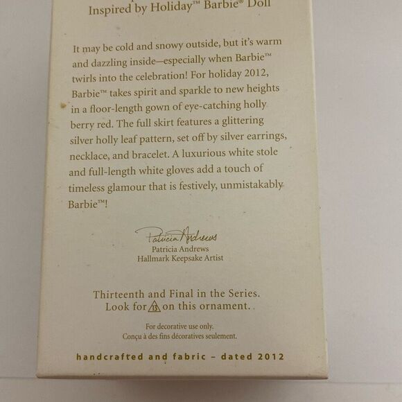 Hallmark Keepsake Red Special 2012 Edition Series Celebration Barbie Ornament OS - Picture 5 of 12